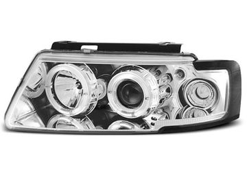 Передние фары VW Passat B5 angel eyes chrome