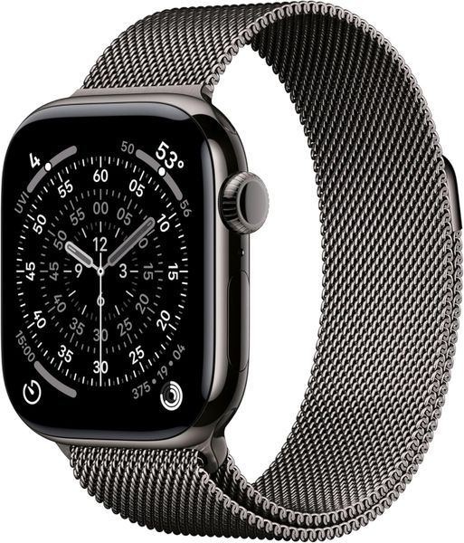 Умные часы Apple Watch Series 11 42 мм из титана серого цвета, миланский сетчатый браслет серого цвета