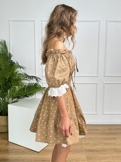 Сарафан платье летнее для девочки "Сердца на бежевом"