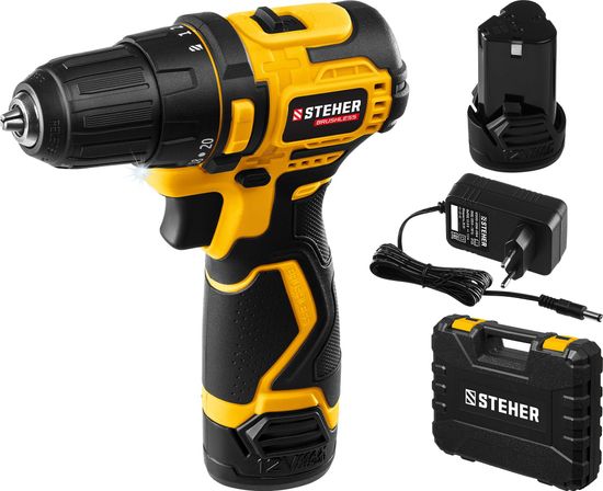 Аккумуляторная дрель-шуруповерт "STEHER" CDB-120-2