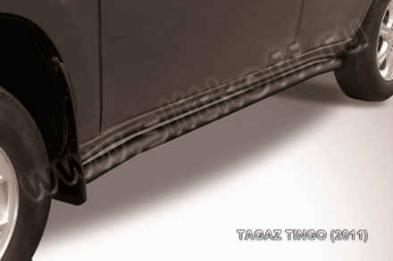 Пороги стальные Tagaz Tingo (2010-2012) d57 с гибами (черные)