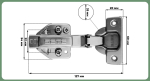 Петля минус -45° с доводчиком, 3D, с евро, присадка=45, H=0