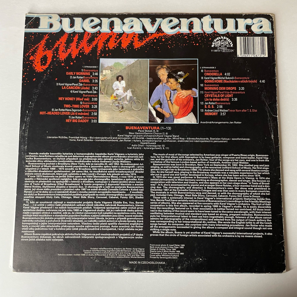 Винтажная виниловая пластинка LP Buenaventura, Karel Vagner Band Buena (Чехословакия 1989)