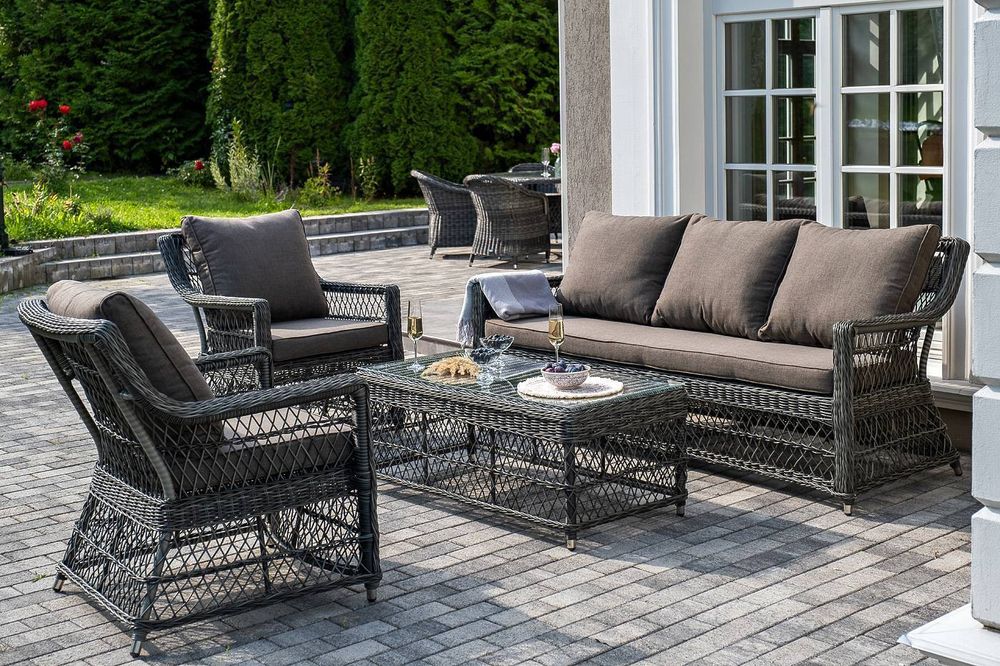 "Гранд Латте" лаунж-зона из искусственного ротанга, цвет графит