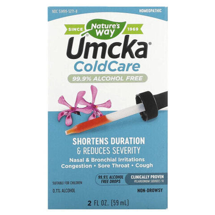 От гриппа и простуды Nature's Way, Umcka ColdCare, 99.9% Alcohol-Free Drops, 2 fl oz (59 ml)