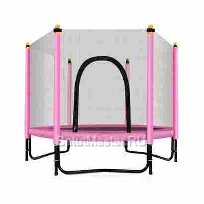 Батут с сеткой, диаметр 5 фт, розовый