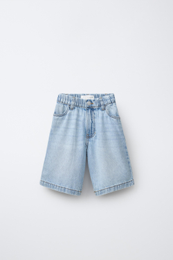 ZARA ДЖИНСОВЫЕ ШОРТЫ BAGGY, СИНИЙ