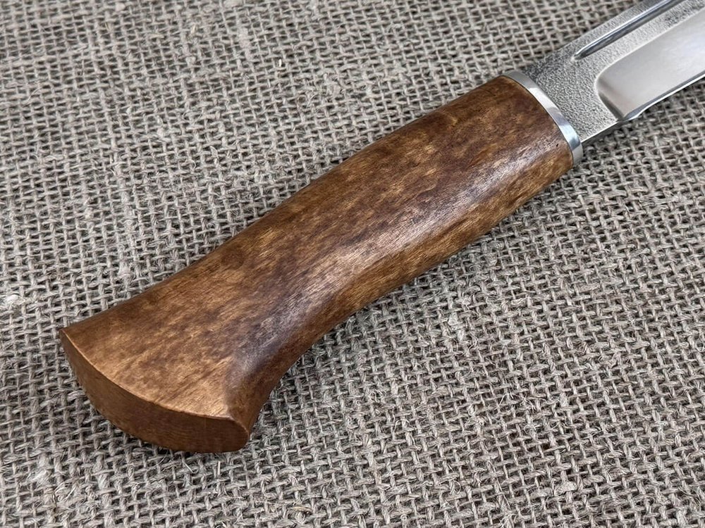 Финский нож Леуку, сталь 95Х18, рукоять мореная карельская берёза