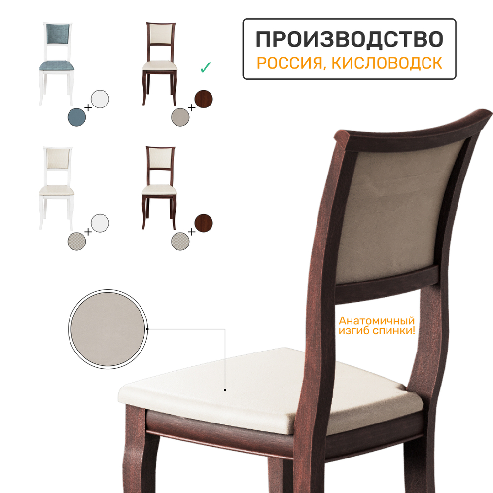Стул деревянный АЛИНДА 1, орех темный + ткань №130