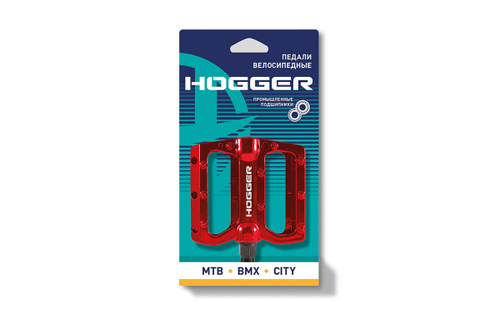 Педали HOGGER PLATFORM алюминиевые 110x105мм резьба 916 со сменными шипами промподшипники красные
