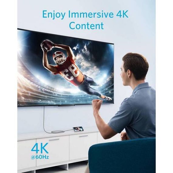 Кабель Anker 311 USB-C to HDMI 4K 1.8 м Nylon Cable (A8730H11) черный