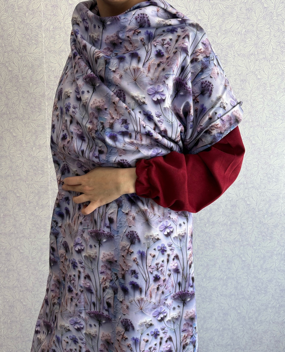 ФИОЛЕТОВЫЕ ПОЛЕВЫЕ ЦВЕТЫ - Кулирка с лайкрой, компакт пенье (ДЖ69 Маша)