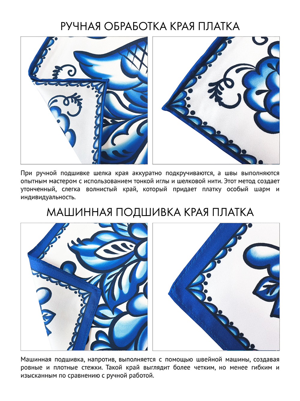 Платок «Гжель» 100% шёлк