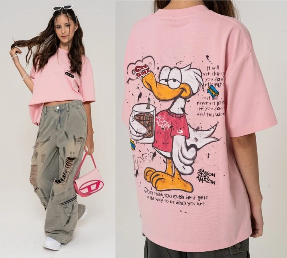 Футболка удлиненная с принтом