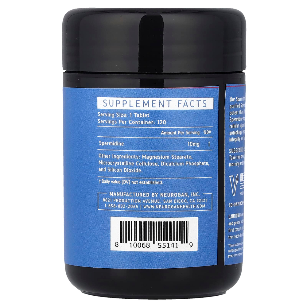 Neurogan Health, спермидин, 10 мг, 120 таблеток, 42 г (1,48 унции)