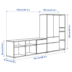 Шкаф для ТВ - IKEA VIHALS, 140x37x251cм, белый, ВИХАЛС ИКЕА