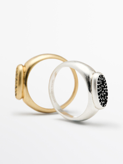 Massimo Dutti Набор колец со стразами, золотистый