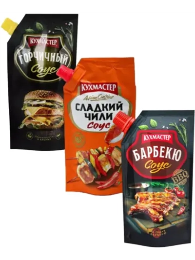 Соусы Горчичный, Сладкий Чили, Барбекю 3 шт