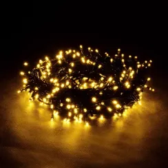 Светодиодная нить 200 теплых белых LED ламп, 20 м., 220В, 8 режимов, зеленый провод, Vegas (55068)