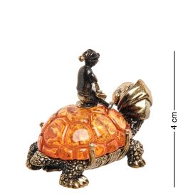 Народные промыслы AM-1359 Фигурка «Черепаха» (латунь, янтарь)