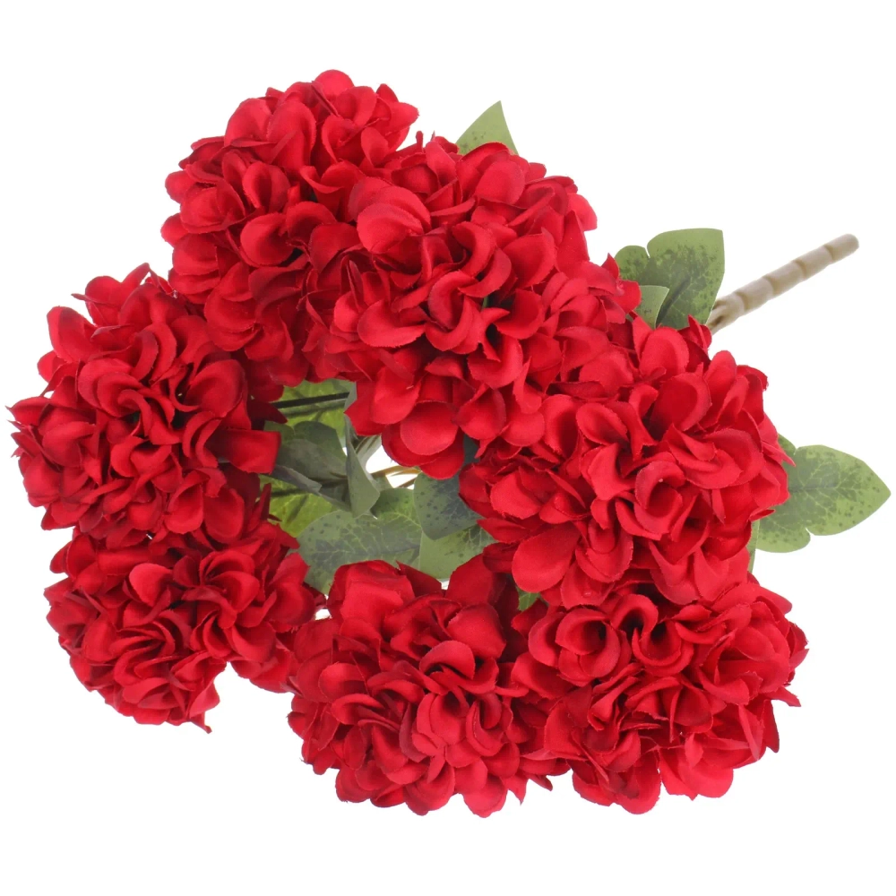 Искусственные цветы «Букет гортензий» 41см 7 цветков красные