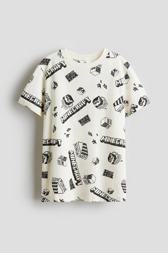 H&M Футболка из хлопка с принтом, белый