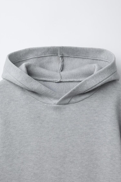 ZARA МЯГКИЙ ТРИКОТАЖНЫЙ СВИТЕР С КАПЮШОНОМ, ЖЕМЧУЖНО-СЕРЫЙ