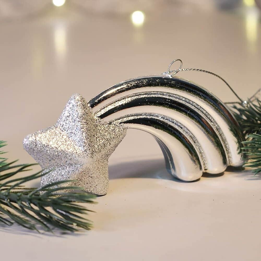 Елочная игрушка "Звезда желаний" 11*5*1,5см, серебро