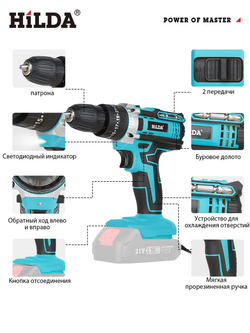 Дрель-шуруповерт,дрель шуруповерт аккумуляторная(Батарея в комплект не входит)
