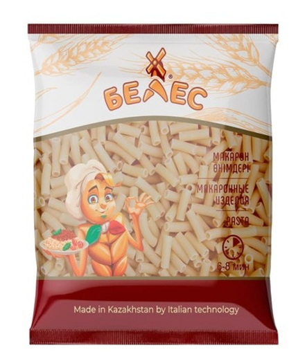 Макароны "Белес" Рожок рифленый 900г. Казахстан