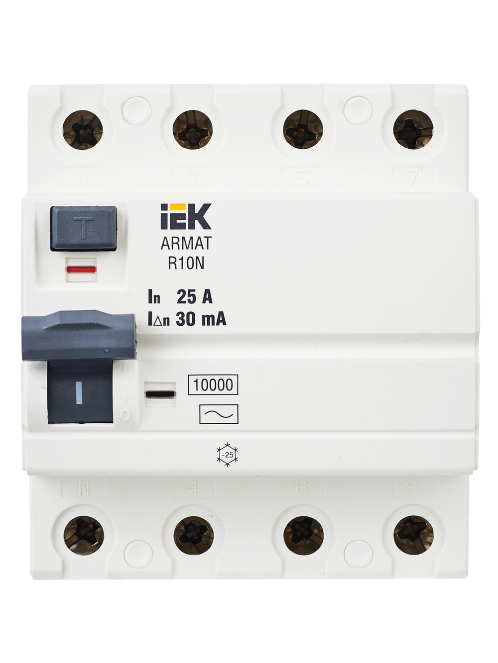 ARMAT Выключатель дифференциального тока R10N 4P 25А 30мА тип AC IEK