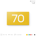 Табличка с номером 70 на дверь квартиры, для офиса, кабинета, аудитории, склада, желтая 120х70 мм, Айдентика Технолоджи