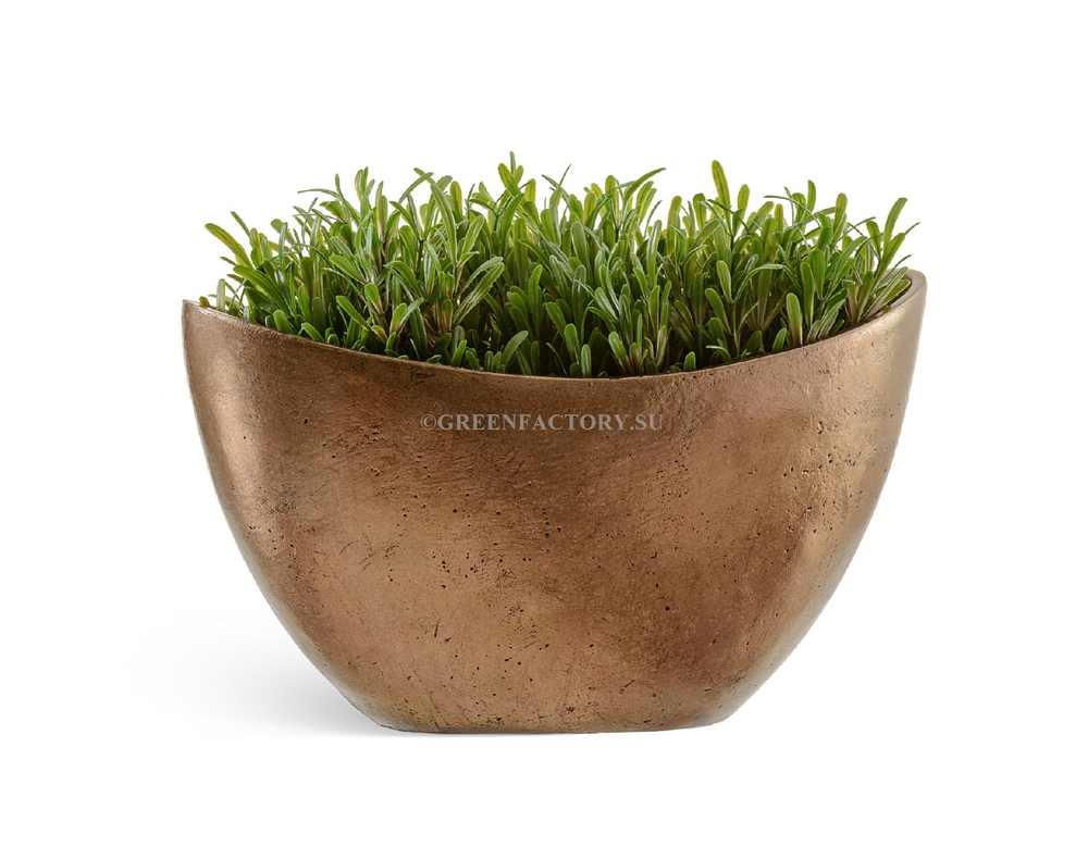 Кашпо TREEZ Effectory - Metal - Ваза-Лодка малая - Тёмное-матовое золото