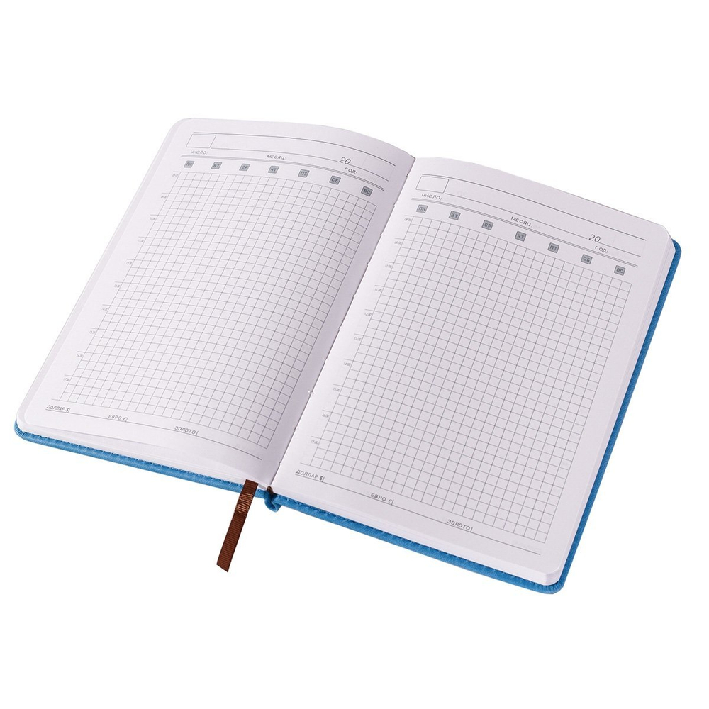 Ежедневник недатированный, А5, Yalong, 7БЦ, ПВХ, тиснение, ляссе, синий, клетка, 140 л., "Яркие круги"