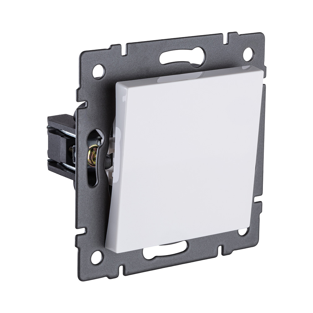 Выключатель кнопочный 1-клавишный 10А/250В, белый Kollinger REA-S-005WH для Aspekt, Eleganz, Reflex