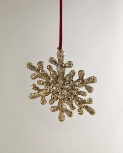 ZARA HOME БЛЕСТЯЩЕЕ НОВОГОДНЕЕ УКРАШЕНИЕ «СНЕЖИНКА», ЗОЛОТИСТЫЙ