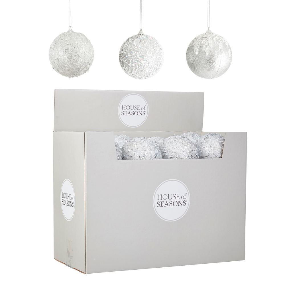 Набор шаров 24шт 10см House of Seasons серебро 3 вида в ассортименте