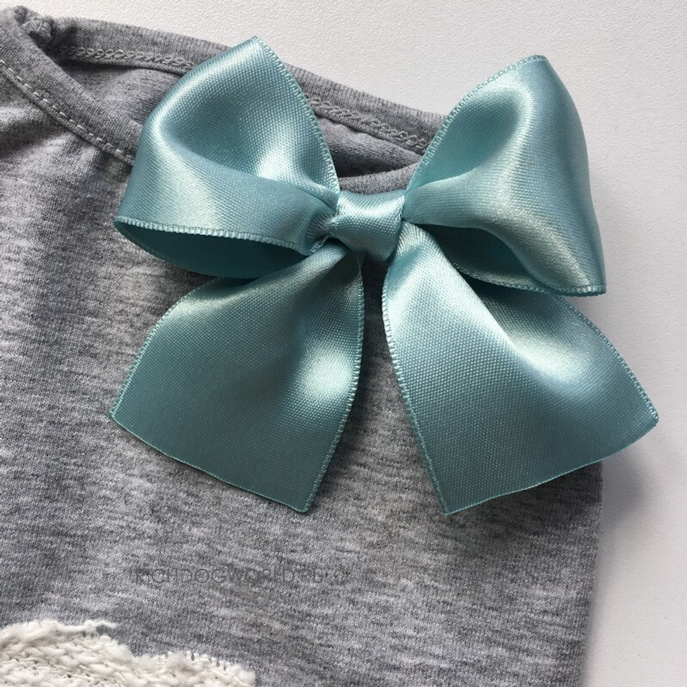 PG323 Маечка для собак, серая с голубым "For Pets Only - Happy Love Grey Cotton Jersey" (Италия)