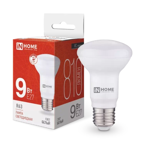 Лампа светодиодная LED-R63-VC 9Вт 230В Е27 4000К БЕЛЫЙ 810Лм IN HOME