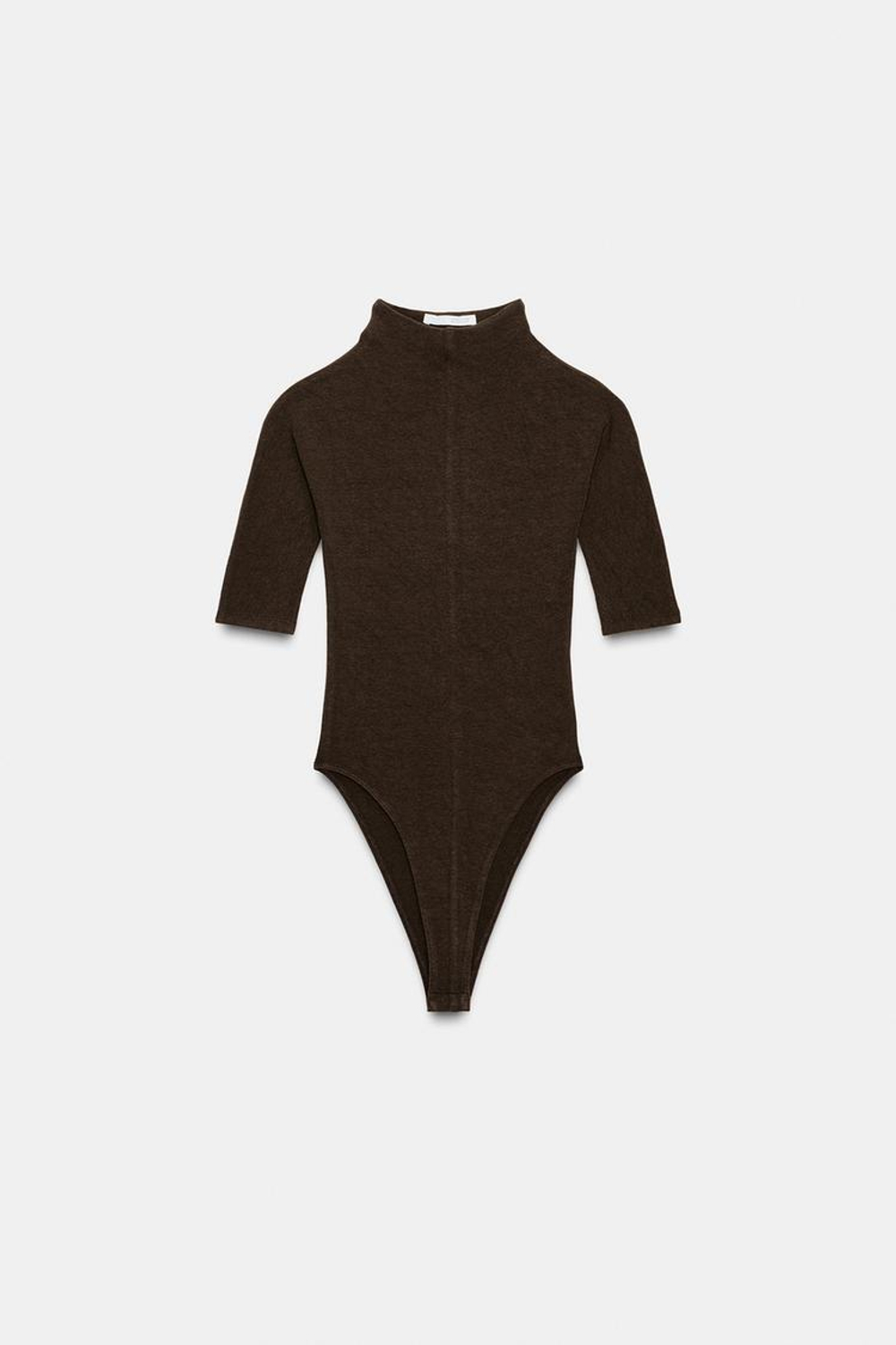 ZARA БОДИ В ДЕРЕВЕНСКОМ СТИЛЕ С ВЫСОКИМ ВОРОТНИКОМ, КОРИЧНЕВЫЙ