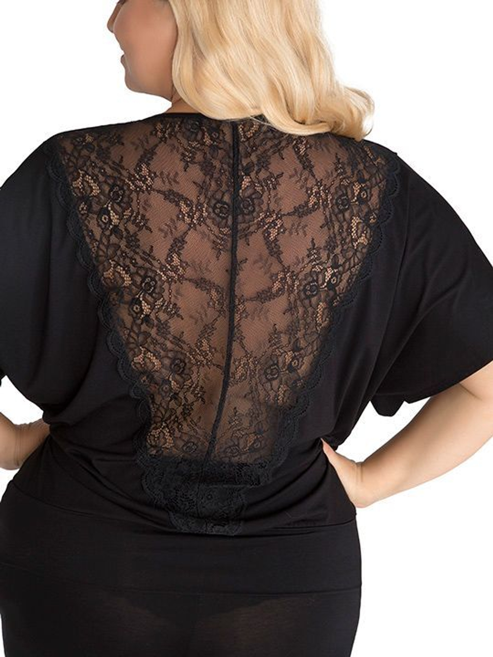 Пижамный комплект с кружевом на спинке (Размер: L) (Цвет: черный)