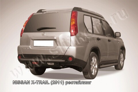 Защита заднего бампера (нержавейка) Nissan X-Trail (2011-2015) d57 (черный)