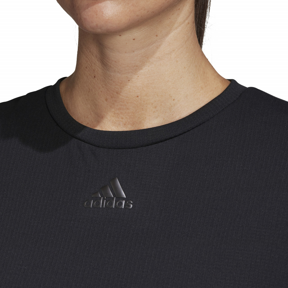 Женская футболка теннисная Adidas Women Tee Heat Ready - black/night metallic