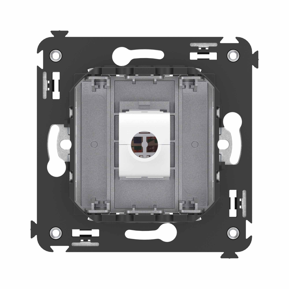 Компьютерная розетка RJ-45 без шторки в стену, кат.6А одинарная, "Avanti", "Закаленная сталь"