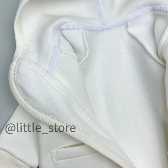 Комбинезон из футера с начесом с шапочкой, Молочный