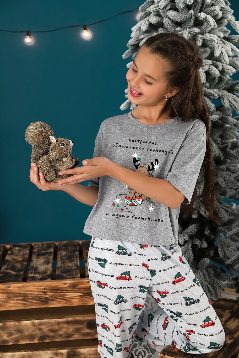 Костюм для девочки Каникулы-1.2 Виотекс СЕРЫЙ МЕЛАНЖ