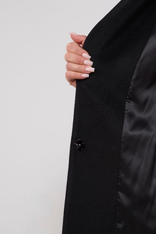 Пальто однобортное с акцентными ремнями, черный