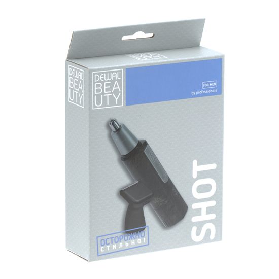Машинка для стрижки в носу и ушах DEWAL BEAUTY Shot, 2 ножевых блока, работает от батарейки AA