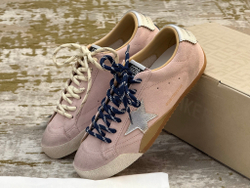 True-Star In Pastel Pink Suede With Silver Star