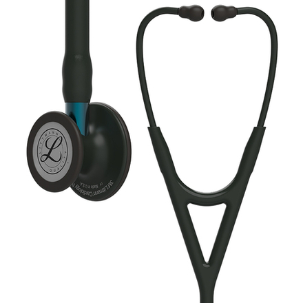 Стетоскоп Littmann Cardiology IV, черный, черная матовая акустическая головка, голубой ствол (6201)